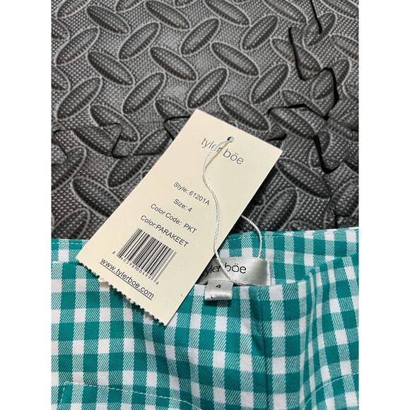 TYLER BOE Gigi gingham kick flare pants crop PARAKEET white womens‎ size 4 NWT - Picture 3 of 9